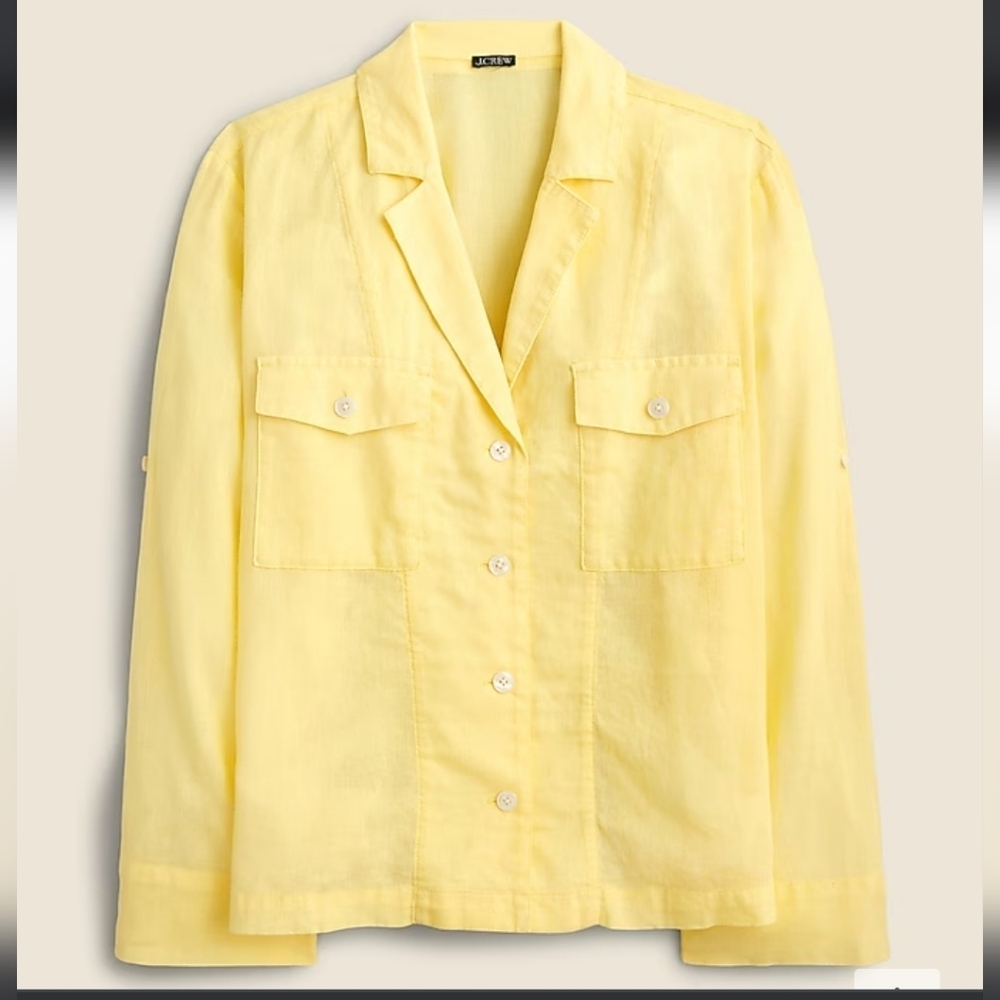 J Crew Camp-collar shirt in featherweight linen blend |Sz 6|NWT - Picture 4 of 9